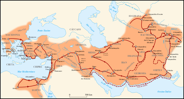 Territorios conquistados por Alejandro Magno. 