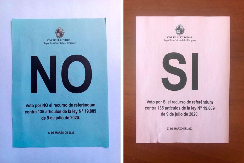 Así son las papeletas para votar en el referéndum del 27 de marzo. 