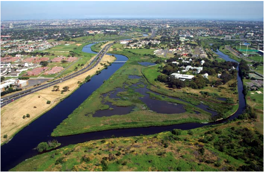 Convergencia de los rios Liesbeek y Negro, en Ciudad del Cabo. Foto: obsid.org.za