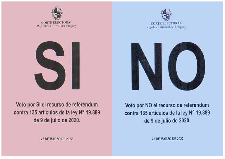 These are the official ballots for the referendum on March 27. 