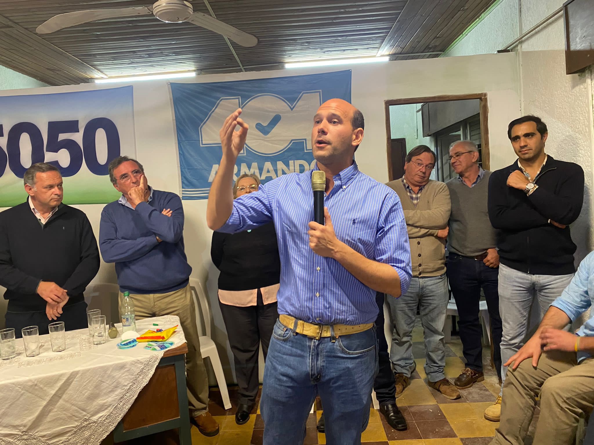 Martín Lema durante un acto del Partido Nacional. Foto: Twitter / Martín Lema