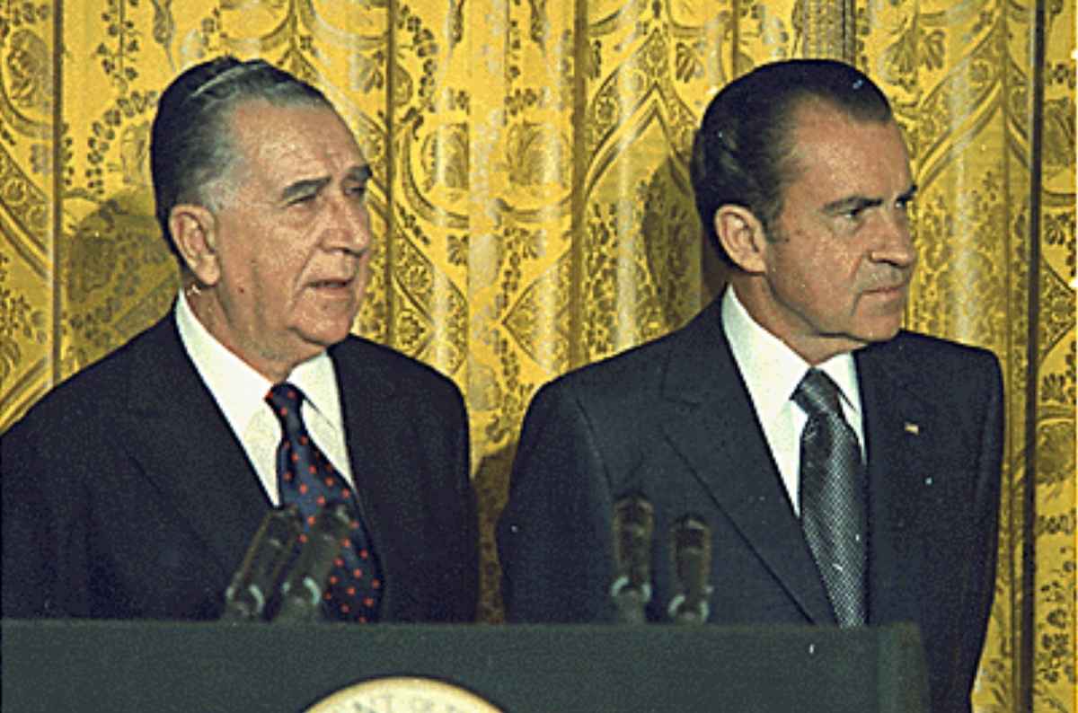 El presidente de Brasil Emílio Garrastazu Médici junto a Richard Nixon presidente de Estados Unidos entre 1969 y 1974.