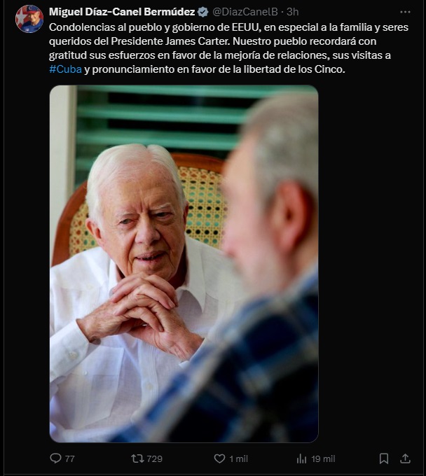 Díaz-Canel sucedió a los hermanos Fidel y Raúl Castro, convirtiéndose el 10 de octubre de 2019 en el primer líder no castrista de Cuba desde su revolución y su primer jefe de Estado no castrista desde 1976.