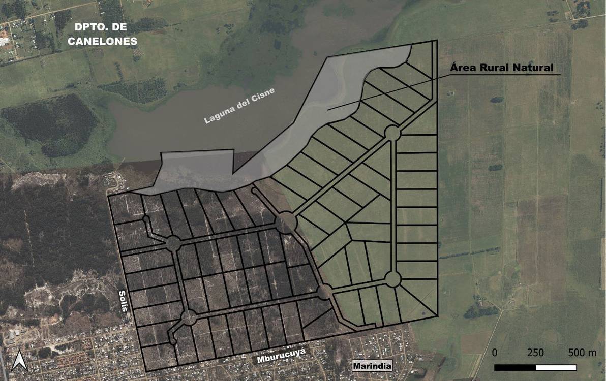 Esta es la división en lotes de la zona alrededor de la delicada Laguna del Cisne, que estaría en riesgo si se construye a su alrededor